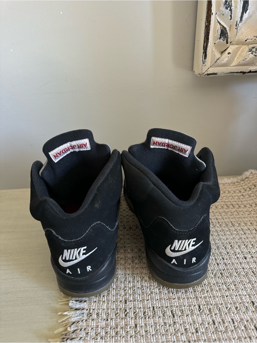 Jordan Black Suede Sneakers with Gold Accents and Red Jumpman - Picture 4 of 4